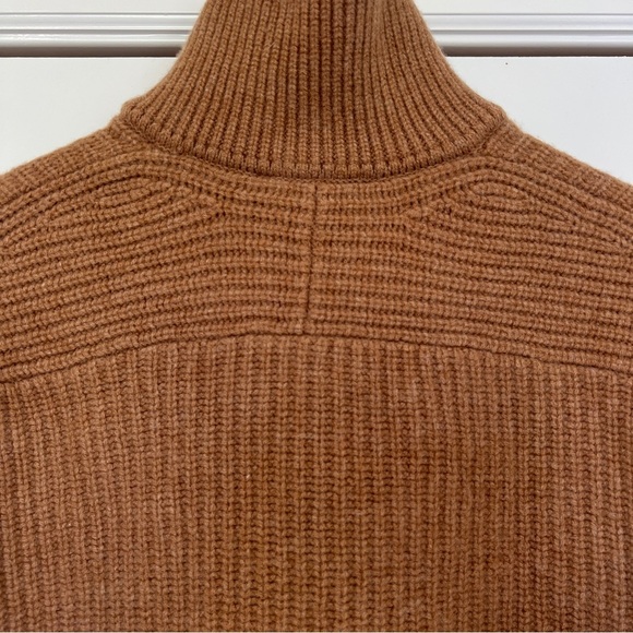 Everlane Felted Merino Wool Half-Zip Sweater in Deep Camel Ribbed Pull Over XS - Picture 10 of 13